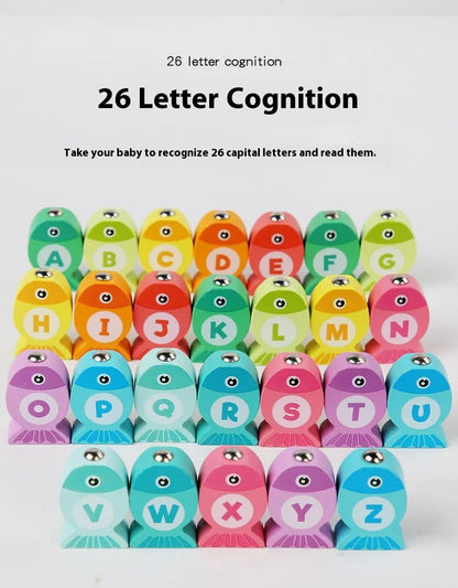 Wooden Children Fishing Toys Baby Early Education Toys Kids Ability Training Toy Montessori Education Fun Game Alphabet Learning