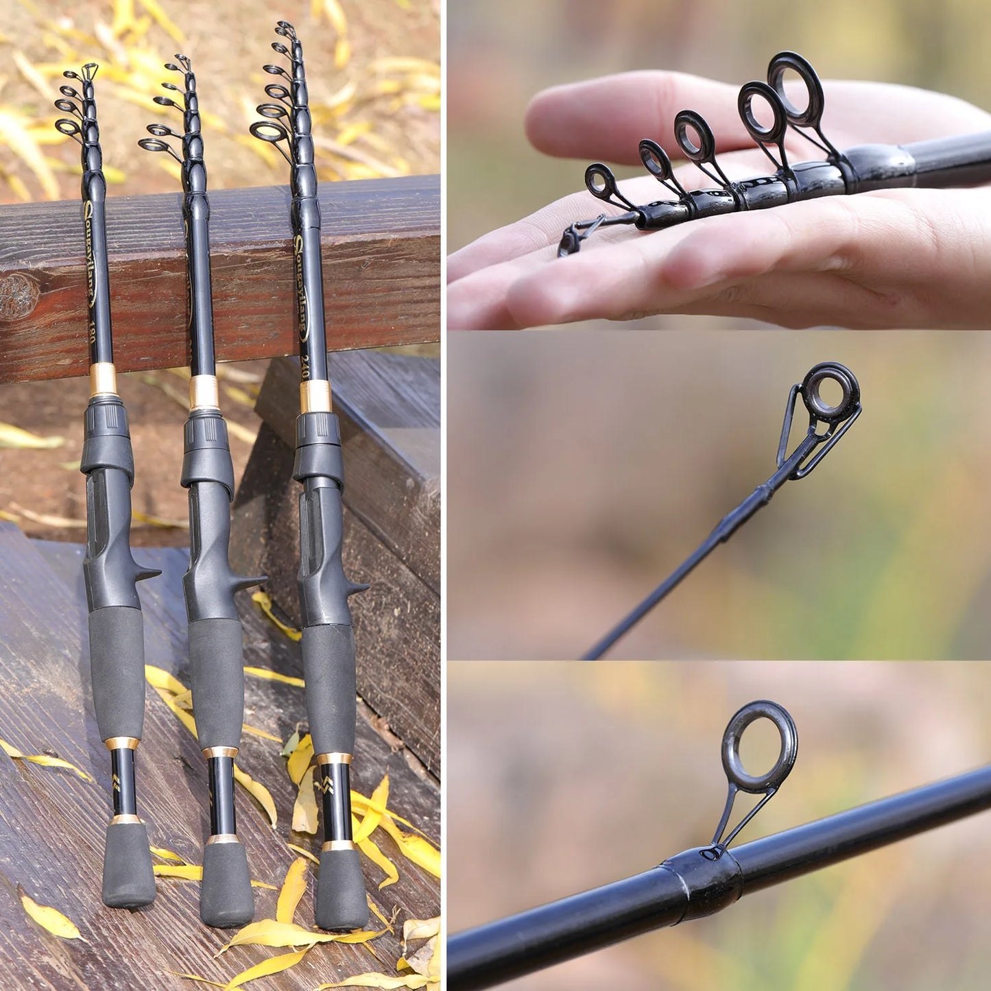 Sougayilang 1.8-2.4m Casting Fishing Combo Telescopic Fishing Rod and 7.2:1 High Speed Fishing Reel with 150M Line Pesca