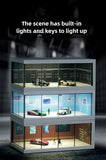1/64 Simulated Alloy Car Model Showroom for Boy Miniature Acrylic Parking Lot Car Display Stand with Lights Kids Collection Toys