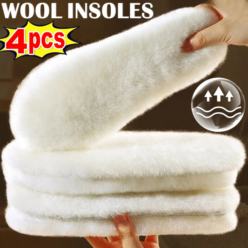 Unisex Australian Sheepskin Insoles Natural Real Fur Wool Cashmere Snow Boots Shoe Pad Children's Wool Insoles Warm Winter Shoes