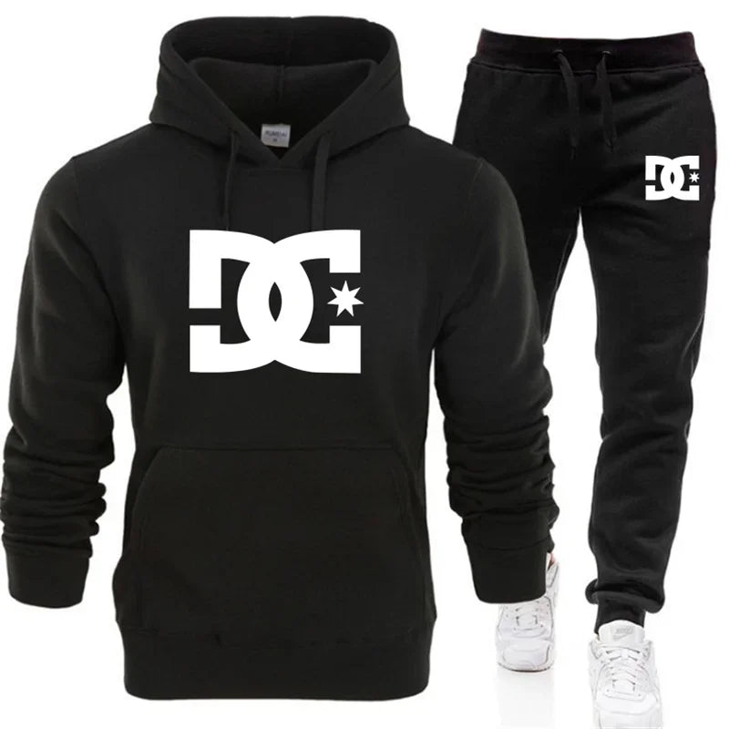 New men's autumn and winter hooded sweatshirts, sportswear, outdoor fashionable jogging couple pullovers and trousers two-piece