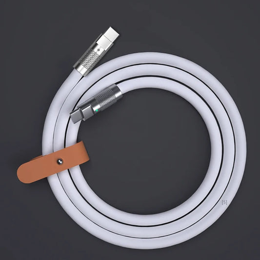 Cabo USB de Silicone Líquido Tipo C Super Rápido, Cabo Carregador, 120W, 6A, Carregamento Rápido, 1m, 2m