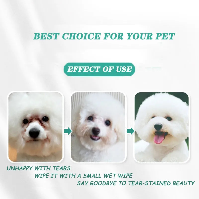 New Pet Eye Wipes Cats and Dogs Tear Stain Wet Wipes Cats and Dogs Universal No Irritation Cleaning Products 130 Canned Wipes