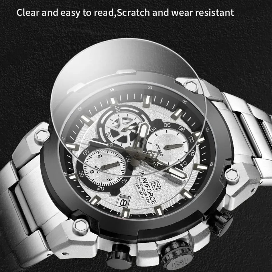 NAVIFORCE Original Watch for Men 2025 New Stainless Steel Waterproof Chronograph Classic Quartz Wristwatch Brand Men Watch Gifts