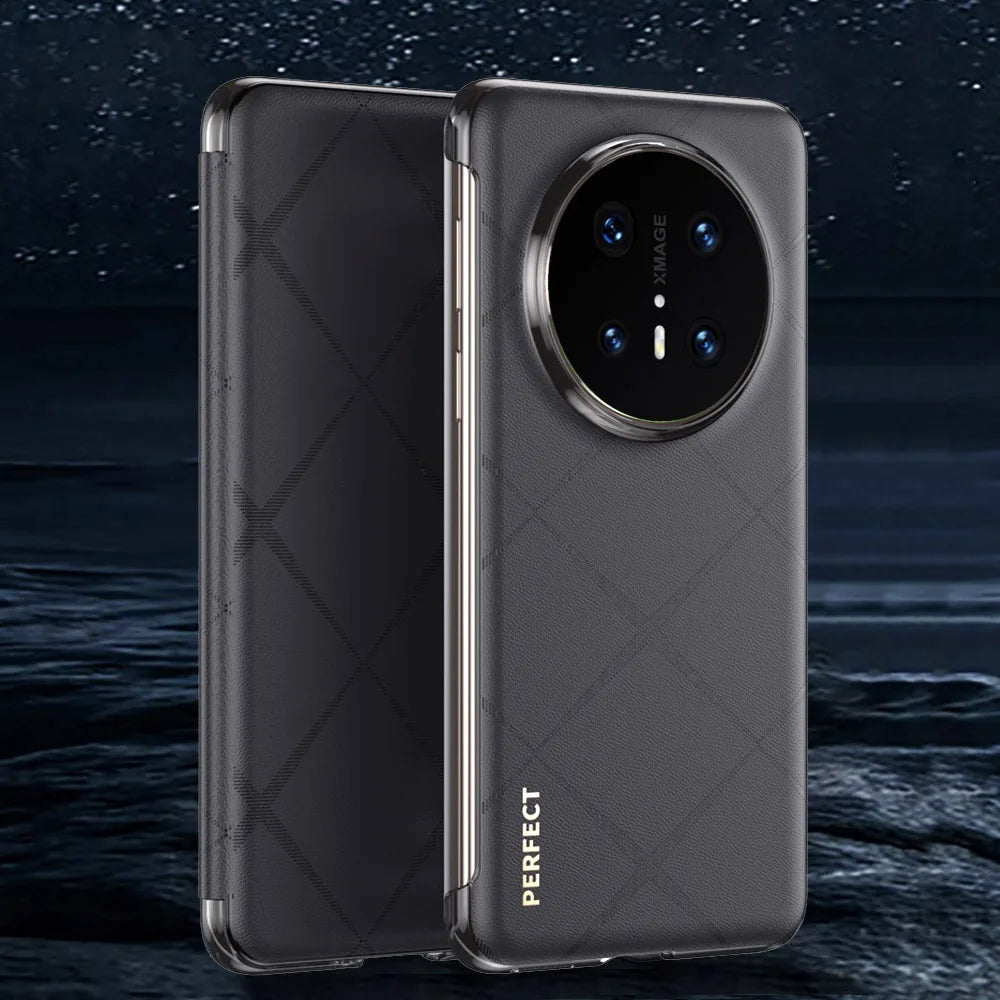 Genuine Leather Case For Huawei Mate 70 Pro Case Intelligent Window View Phone Protector For Mate70 Magnetic Flip Cover