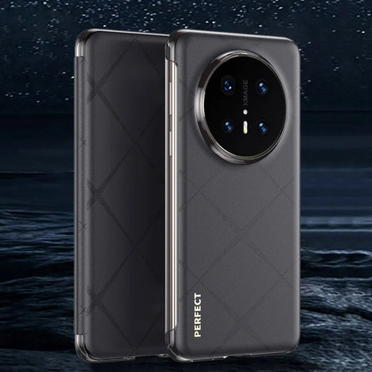 Genuine Leather Case For Huawei Mate 70 Pro Case Intelligent Window View Phone Protector For Mate70 Magnetic Flip Cover