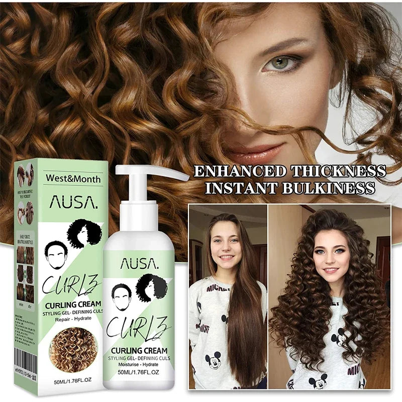 Crema para rizar el cabello de 50 ml, previene la rotura, antifrizz, elasticidad, loción potenciadora, moldeadora, suave, hidratante, cuidado del cabello