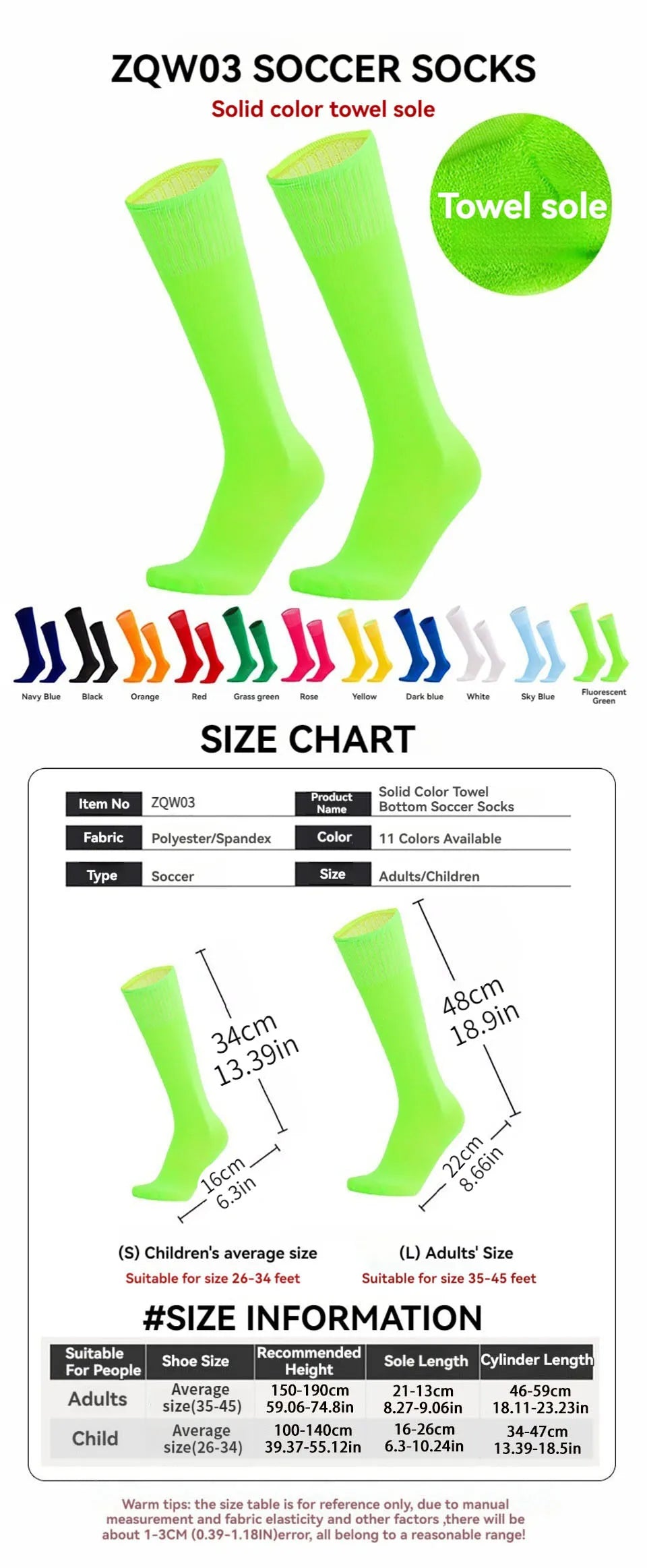 Loogdeel Football Sports Socks Long Knee Cotton Solid Color Kids Legging Stockings Soccer Baseball Ankle Adults Children Socks
