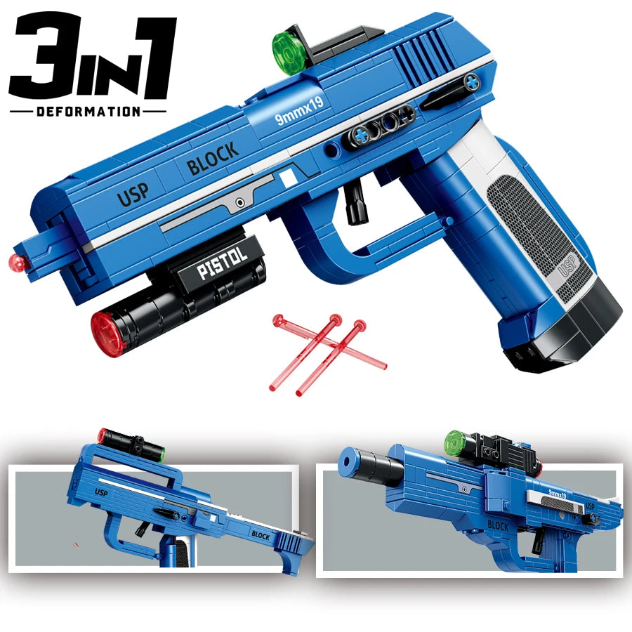 Technical Building Blocks Toys Gun Scorpion Uziel Submachine Magnum Eagle USP Pistol WW2 Military SWAT Weapon Model For Children