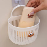 Cute Reusable Kitchen Hanging Baskets Wall-mounted Cartoon Storage Basket Space-Saving Sausage Mouth Organizer