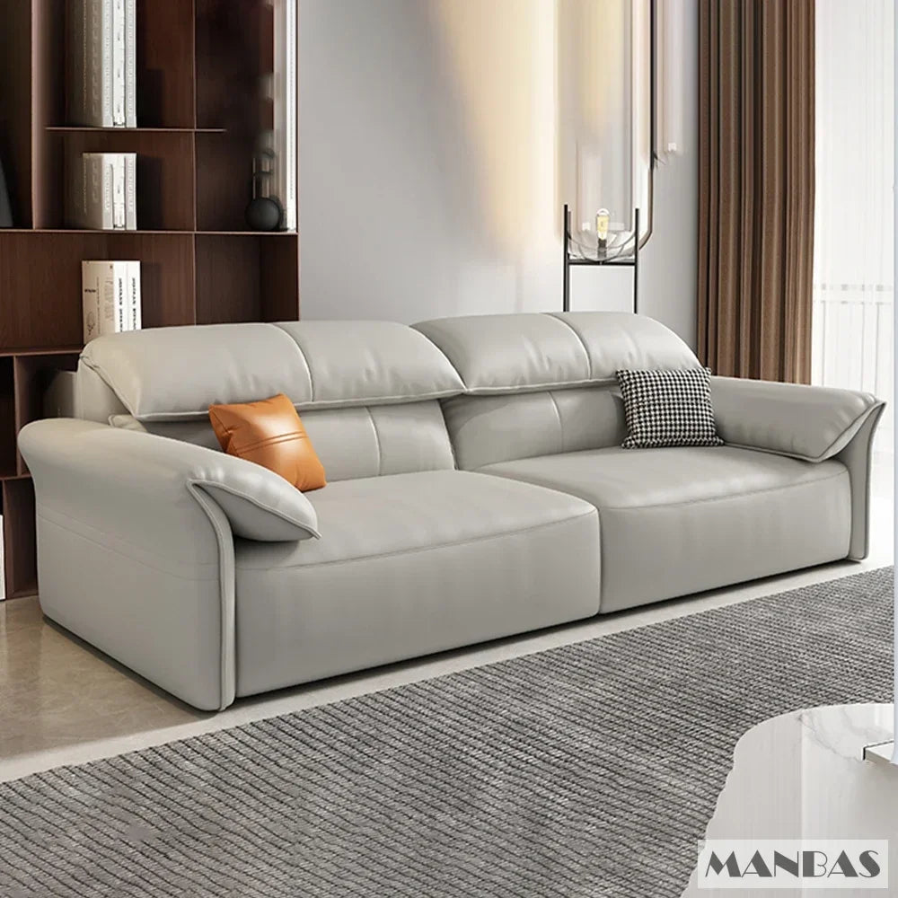 Electric Genuine Leather Sofa Bed Convertible Recliner – Modern Sectional Sleeper Couch with Adjustable Seats and Chaise Lounge