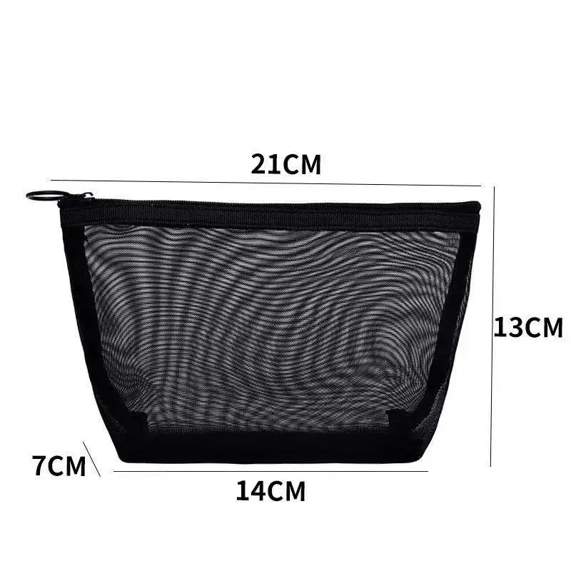 Aosbos 3-Pack Mesh Cosmetic Bag Set - Travel/On-The-Go Makeup Storage, Zipper Closure Small Pouch