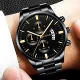 Fashion Men Stainless Steel Watch Luxury Calendar Quartz Wristwatch Men's Business Watches for Men Clock Montre Homme