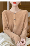 100% Merino Wool Long Sleeve Sweaters Cashmere Cardigan Spring Autumn Women O-Neck Knitwear Tops Clothing Fashion Basic Tops