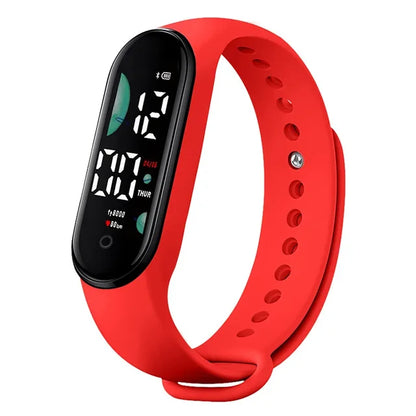 Relógio de pulso digital LED eletrônico feminino, relógio esportivo impermeável, pulseira simples de silicone, relógio casual, moda