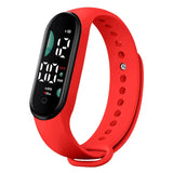 Relógio de pulso digital LED eletrônico feminino, relógio esportivo impermeável, pulseira simples de silicone, relógio casual, moda