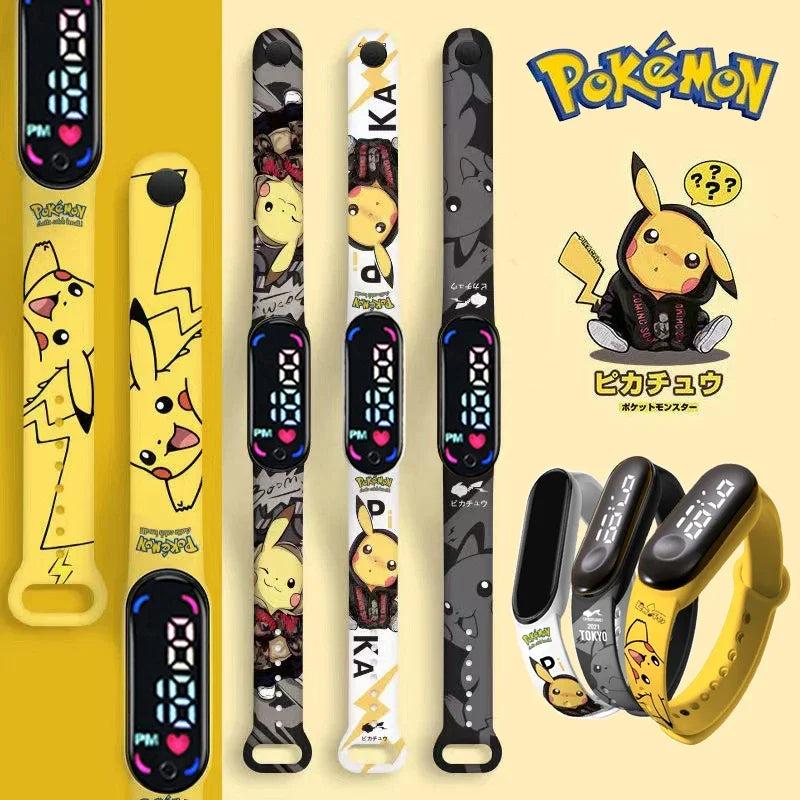 Pokemon Pikachu Dragon Ball Z Sport Casual Watches Led Silicone Watch Color Lovely Digital Children Wristwatch Clock Gift Toys