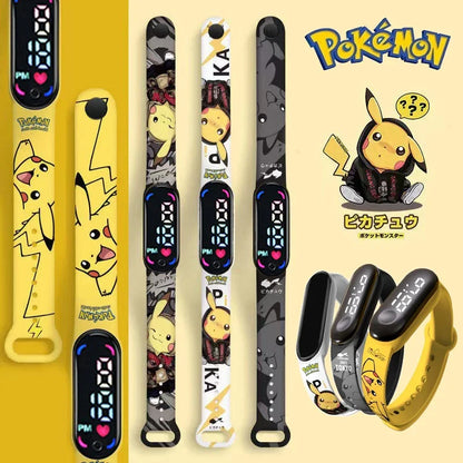 Pokemon Pikachu Dragon Ball Z Sport Casual Watches Led Silicone Watch Color Lovely Digital Children Wristwatch Clock Gift Toys