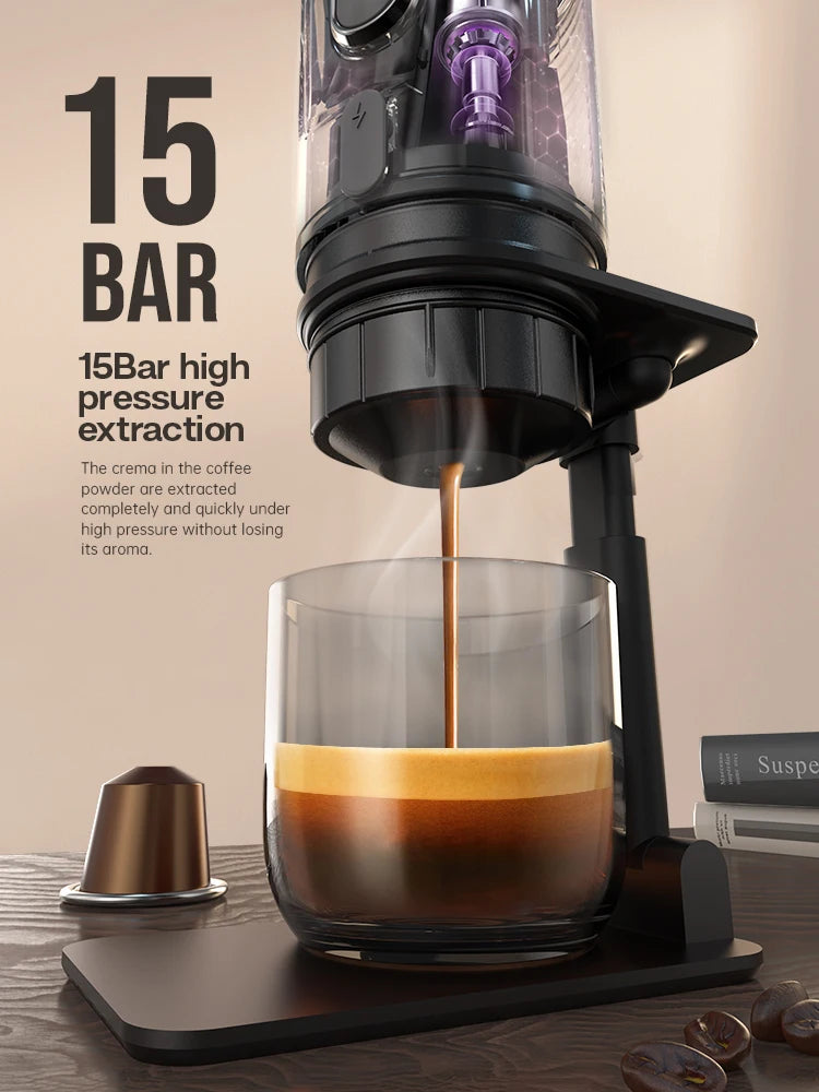 HiBREW Portable Coffee Machine for Car & Home, DC12V Espresso Coffee Maker Fit Nespresso Dolce Pod Capsule Coffee Powder H4A