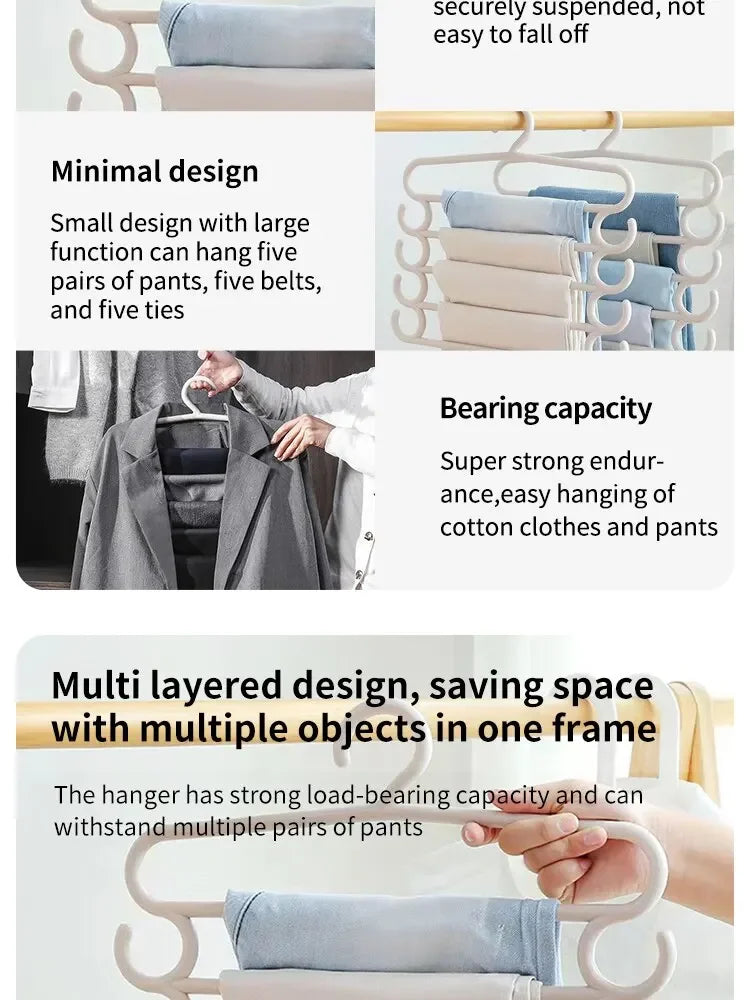 1/2/3pcs Pants Rack Multifunctional Household Saving Space Multi Layer Trousers Hanger Pants Closet Color Clothes Peg 5 Layers