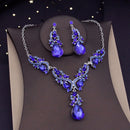 Gorgeous Crystal Jewelry Sets for Women Luxury Choker Necklace Earrings Set Wedding Dress Bridal Costume Necklace Accessories