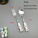 New Cute Bear Spoon Fork Ceramic Dessert Milk Fruit Salad Spoons Cartoon Flatware Kid Cutlery Tableware School Picnic Dinnerware