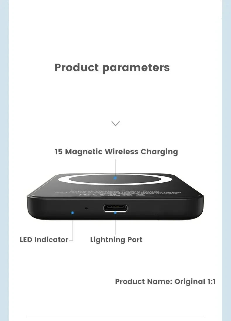 Portable Magnetic Auxiliary Spare External Magnetic Battery Pack Power Bank Wireless Charger For iphone 13 14 15 16 Power bank