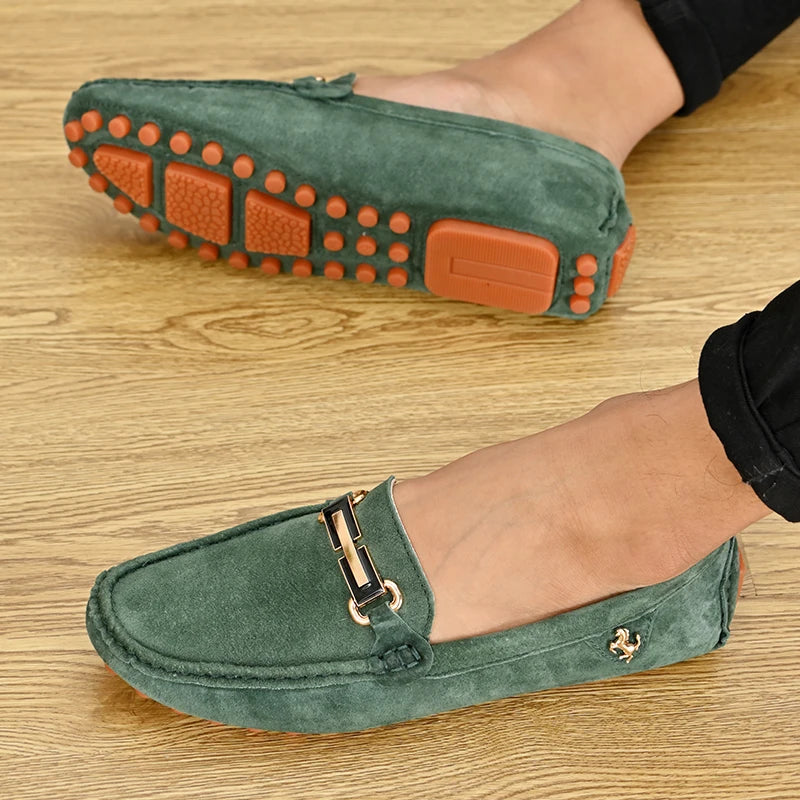 YRZL Men's Loafers Big Size 48 Soft Driving Moccasins High Quality Flats Genuine Leather Slip-on Suede Loafers for Men