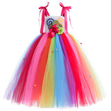 Halloween Carnival Costume Child Lollipop Apparel  Purim Kids Nice Tutu With Colored LED Puffy Candy Princess Ball Gown Dress