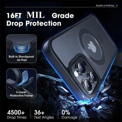 Matte Magnetic Mobile Phone Case with Ring Stand for iPhone 16 15 14 Pro Max Case Plus 13 11 12 Mobile Cases Translucent Cover