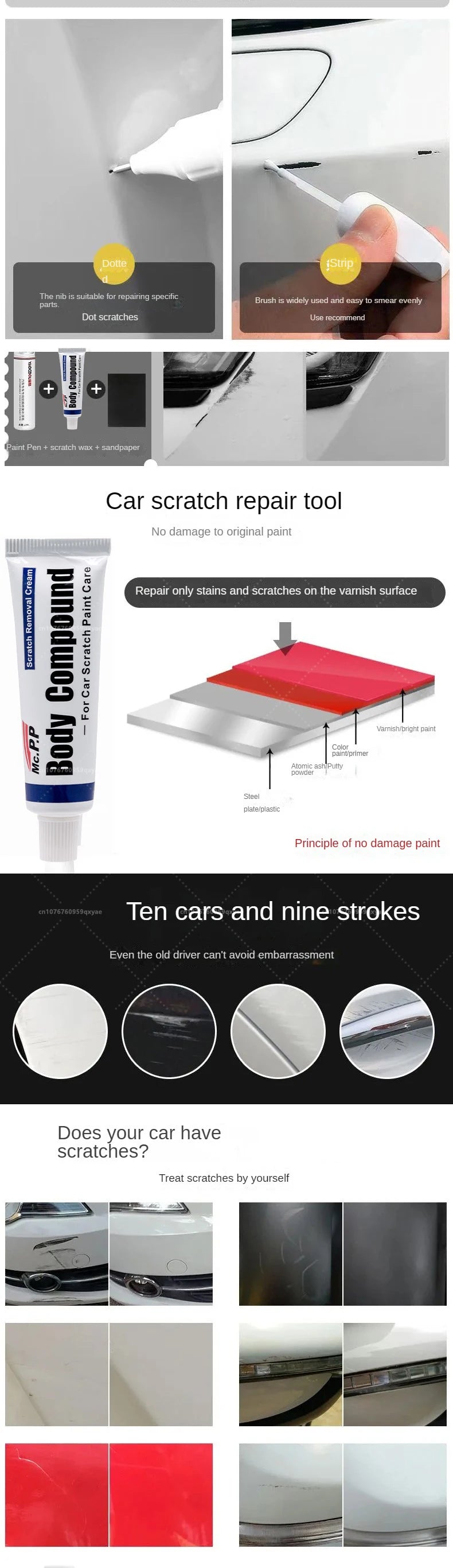 Suitable for Mazda 3, CX3, CX4, CX5, Mazda 6, Crystal Soul Dynamic Red Pearl White Clearcoat Pen, Automotive Paint Repair Set