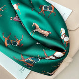 2024 Horse Print Female Silk Neck Scarf Square Hair Scarves Foulard Head Band Shawls Wraps Neckerchief Bandana Women
