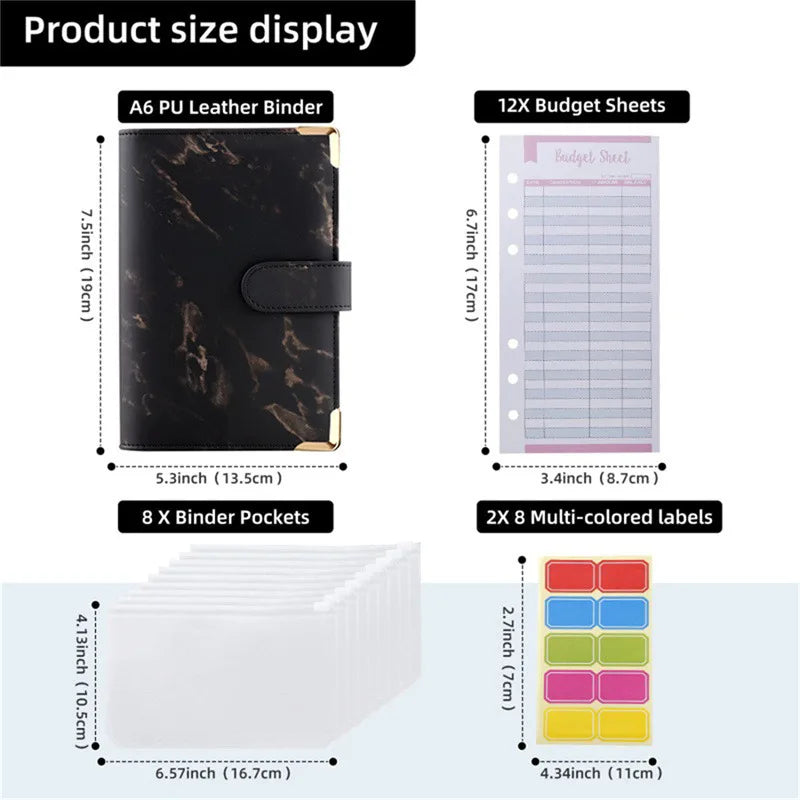 New Budget Plan Notebook A6 Cash Envelope Saving Money 6 Holes Binder for Financial Management A6 Loose-leaf Notebook Binder