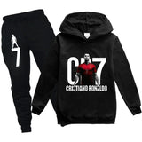 Kids' Hooded Hoodie + Pants Set for Boys 3-12 Years, Spring Autumn Sweatshirt Football CR7 Tracksuit Children Holiday Sportswear