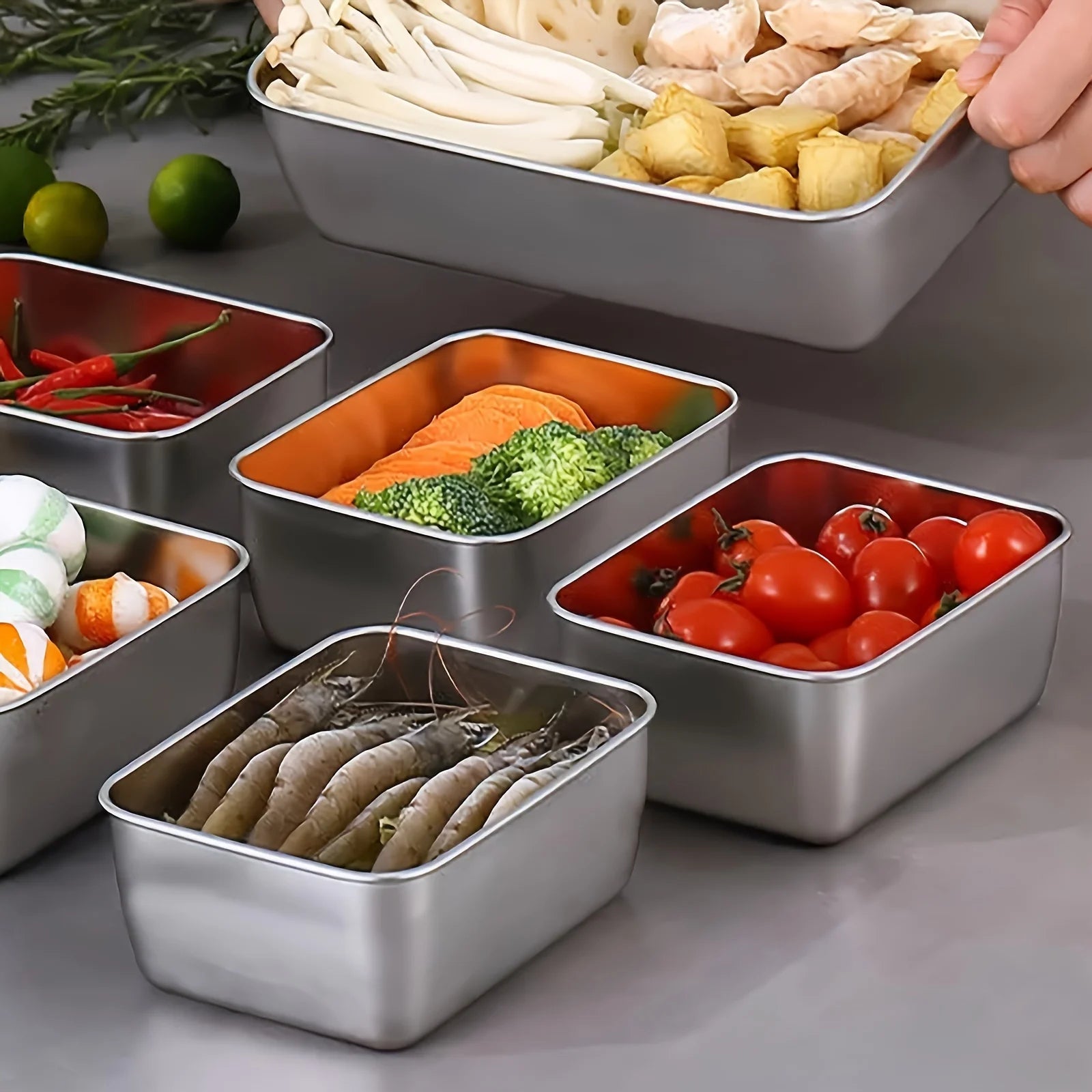 6-Piece Stainless Steel Food Storage Container Set with Lids - Leakproof, Stackable & Reusable for Camping, Picnics, School