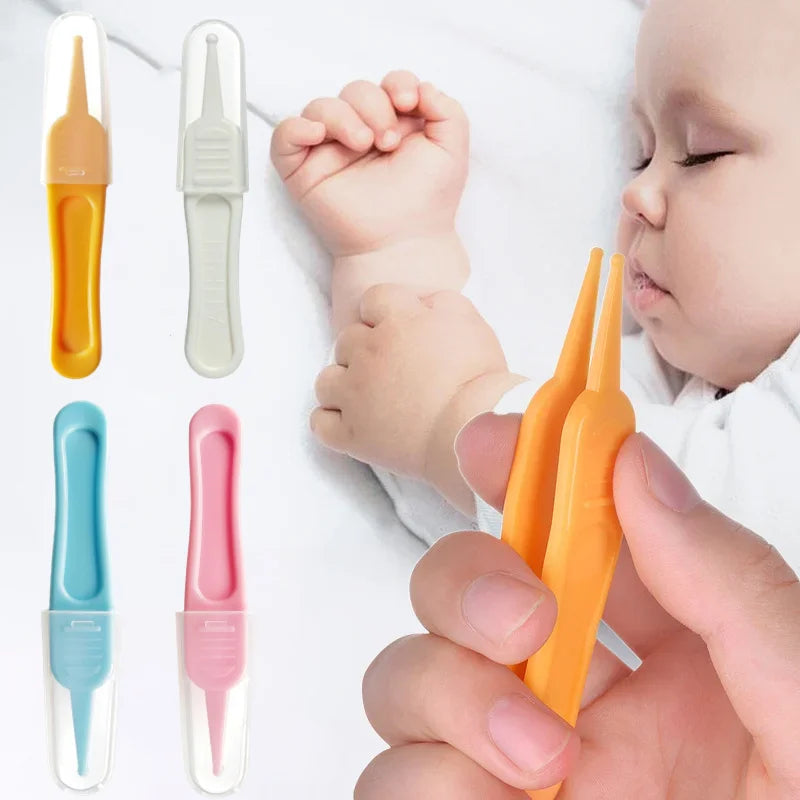 Pinzas para limpiar la nariz del bebé, herramienta segura para limpiar el ombligo, la nariz y los oídos del bebé, pinzas para mocos, eliminación de mocos, suministros de limpieza para recién nacidos