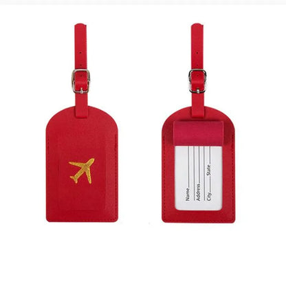 Women Men PU Leather Luggage Tag Suitcase Identifier Label Baggage Boarding Bag Tag Name ID Address Holder Travel Accessories