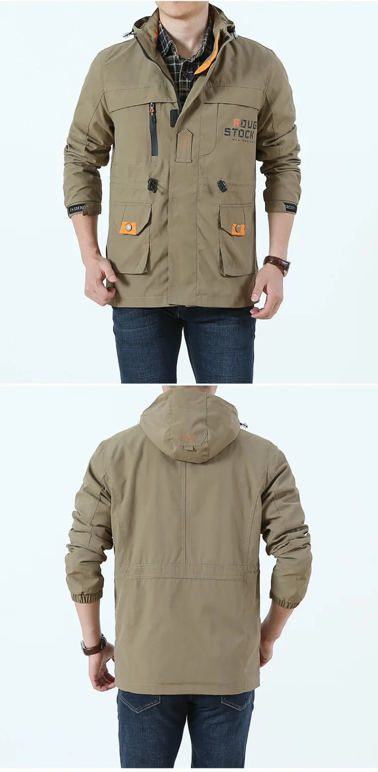 Chaqueta táctica cortavientos para hombre, impermeable, con capucha, para exteriores, deportiva, militar, talla europea, S-5XL, para escalada de campo, ropa fina