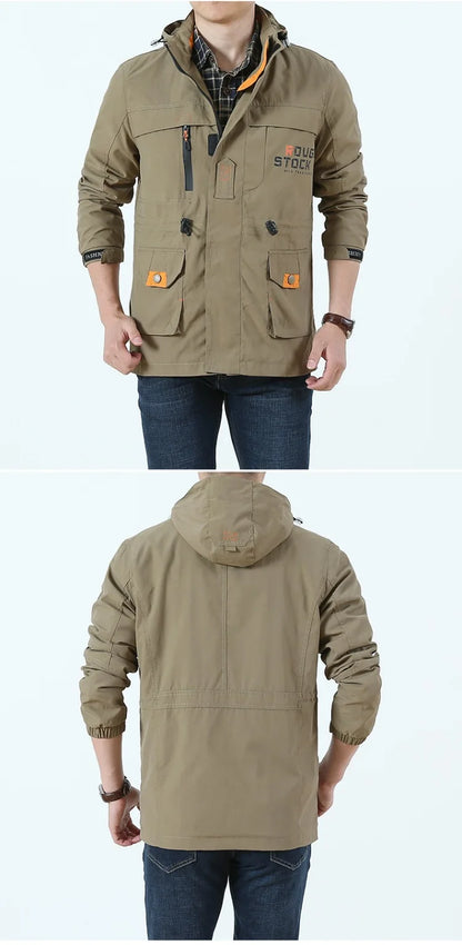 Chaqueta táctica cortavientos para hombre, impermeable, con capucha, para exteriores, deportiva, militar, talla europea, S-5XL, para escalada de campo, ropa fina
