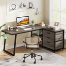 Tribesigns L-Shaped Computer Desk with 3 Drawers, Reversible Corner Home Office Desk with Shelves, 53-Inch Industrial PC Desk St