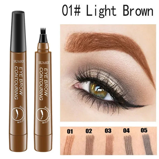 4 Point Eyebrow Pencil Waterproof Liquid Eyebrow Pen Makeup Long Lasting 4 Fork Tip Brow Pen Cosmetic Microblade Brow Pencil
