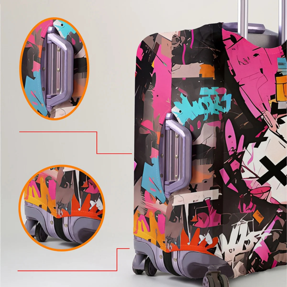 Animal pattern luggage protection cover, set suitable for 18-32 inch luggage cover, suitcase handle cover, travel accessories