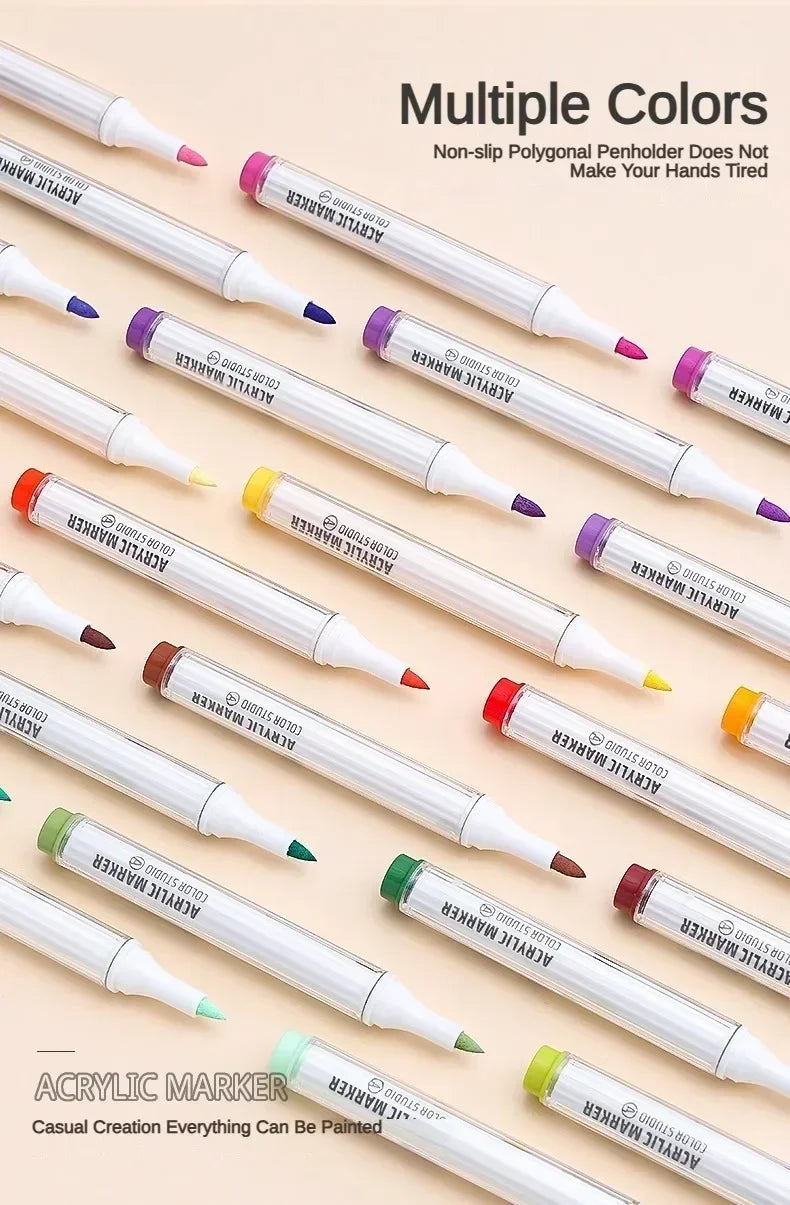 9/144 Colors Acrylic Paint Art Marker Pen DIY Painting Drawing for Card Ceramic Stone Mug Glass Fabric Clothes Art Supplies