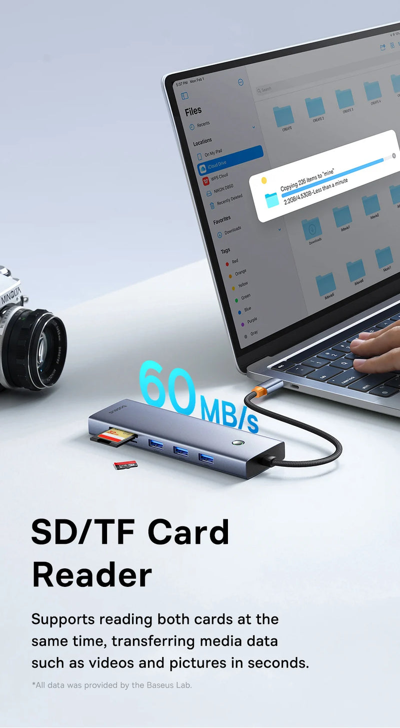 Baseus USB Hub DP 4K Dual HDMI Adapter 11 in 1 Splitter RJ45 USB 3.0 PD 100W Docking Station for MacBook Pro Air M2 M1 USB C HUB
