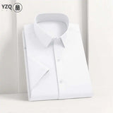 Men's Business Casual Solid Color Short Sleeve Shirt Summer Fashion No Ironing Comfortable Versatile Top for Men