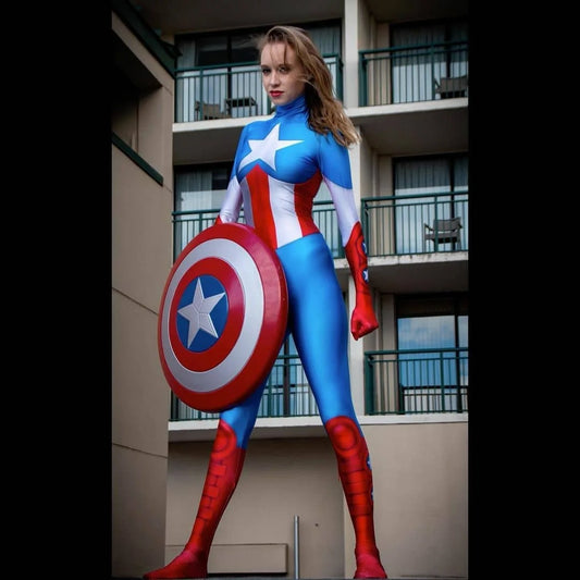 Halloween Adult Captain Cosplay Costume Party Female Girls Women Jumpsuits Superhero Zentai Bodysuit