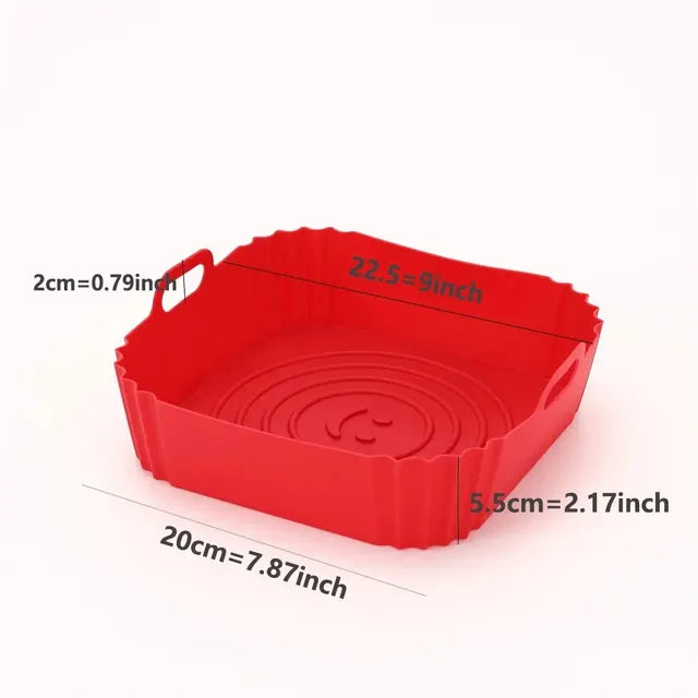 Reusable Silicone Airfryer Pan Liner, Air Fryers Accessories, Oven Baking Tray, Pizza, Fried Chicken Basket, 1Pc 
