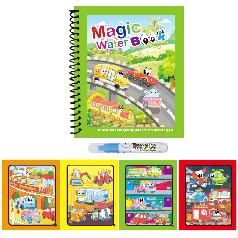 1 Livro de Colorir Infantil com Caneta de Água Recarregável (Livro Mágico de Desenho com Água) – Brinquedo Educativo de Desenho e Aprendizado