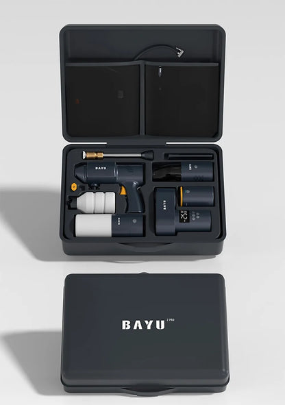 Kit inteligente para exteriores BAYU Auto (batería externa de 19200 mAh, inflador de neumáticos, aspiradora, lavaparabrisas, linterna y soporte para teléfono móvil)