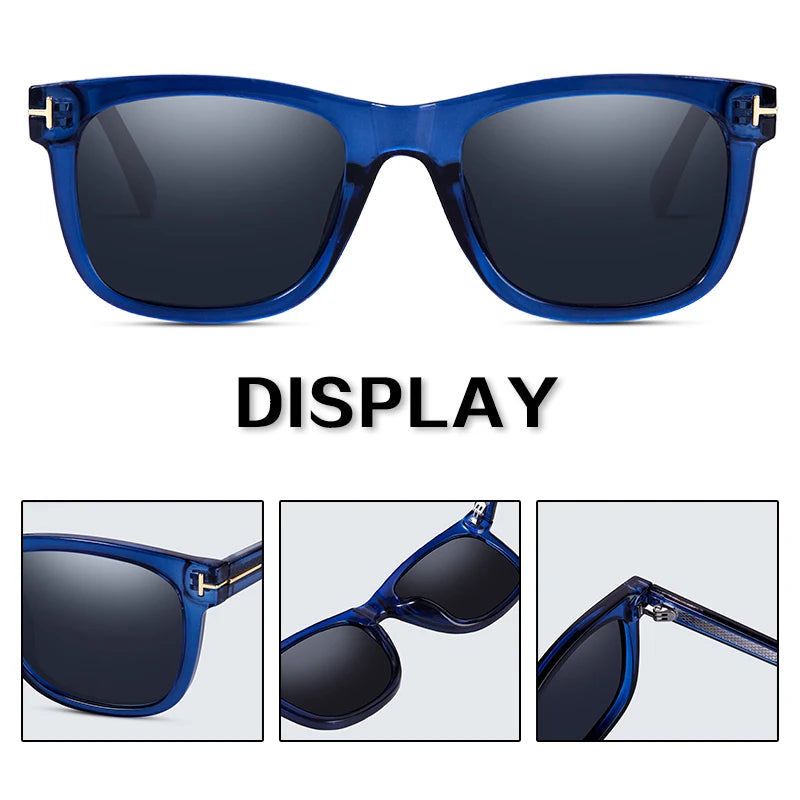 Fashion Square Polarized Sunglasses for Men, Driving, Fishing, Luxury Brand Designer UV400 Eyewear